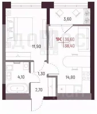 1-к кв. Свердловская область, Екатеринбург ул. Академика Ландау (36.6 ... - Фото 1