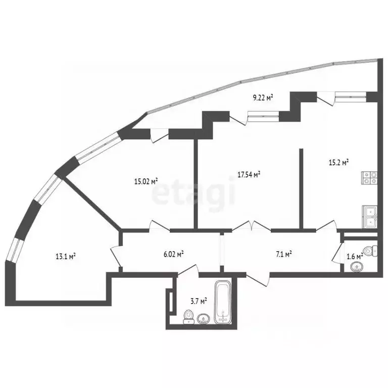 3-к кв. Чувашия, Чебоксары ул. Калинина, 91 (81.0 м) - Фото 2