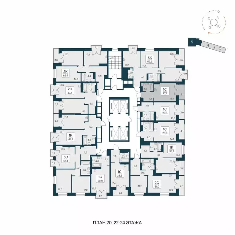 Квартира-студия: Новосибирск, ЖК Расцветай на Красном (27.7 м) - Фото 1