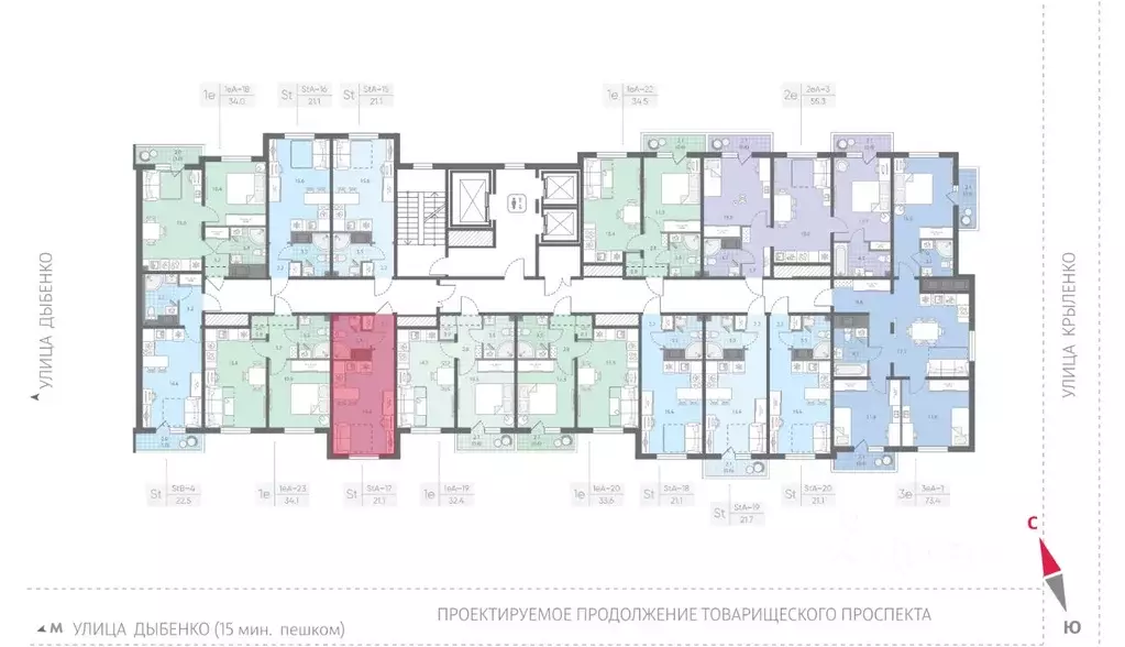 Студия Санкт-Петербург Товарищеский просп., 38Б (21.1 м) - Фото 1