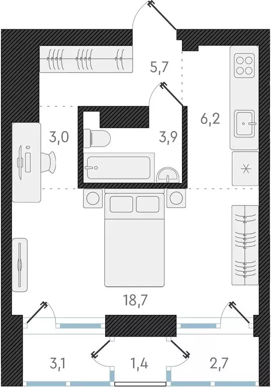 Квартира-студия: Новосибирск, улица Аэропорт, 64 (37.5 м) - Фото 0