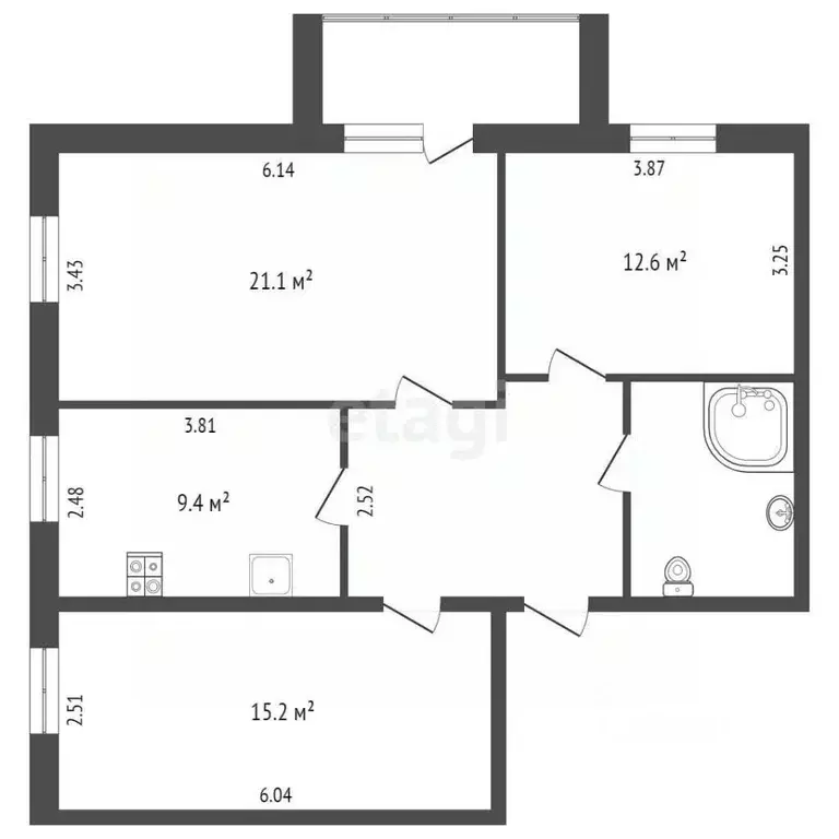3-к кв. Коми, Сыктывкар ул. Горького, 13 (74.2 м) - Фото 1