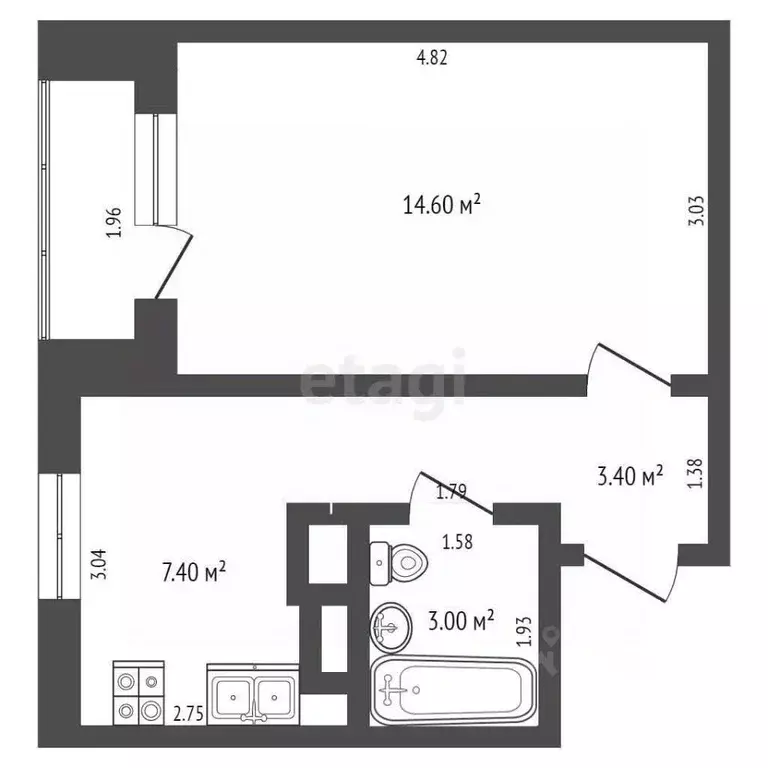 1-к кв. Белгородская область, Алексеевка ул. Ватутина, 22 (30.7 м) - Фото 2
