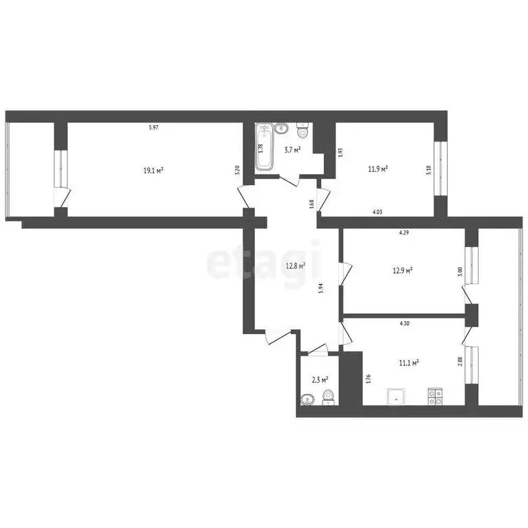 3-комнатная квартира: Ессентуки, Пятигорская улица, 112 (74 м) - Фото 0
