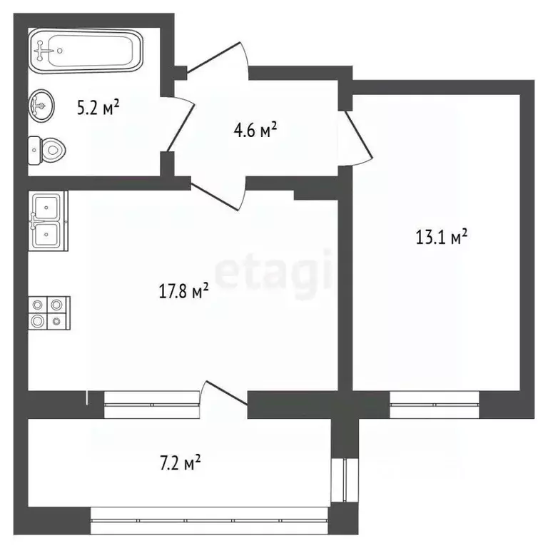 1-к кв. Крым, Бахчисарай ул. Мира, 22 (40.7 м) - Фото 2