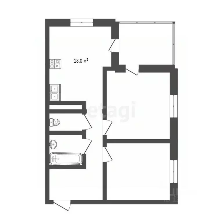2-к кв. Тюменская область, Тюмень ул. Тимофея Чаркова, 79к2 (62.0 м) - Фото 2