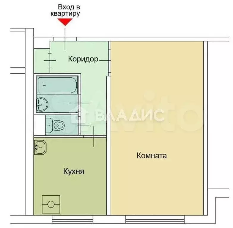1-к. квартира, 33 м, 8/9 эт. - Фото 0