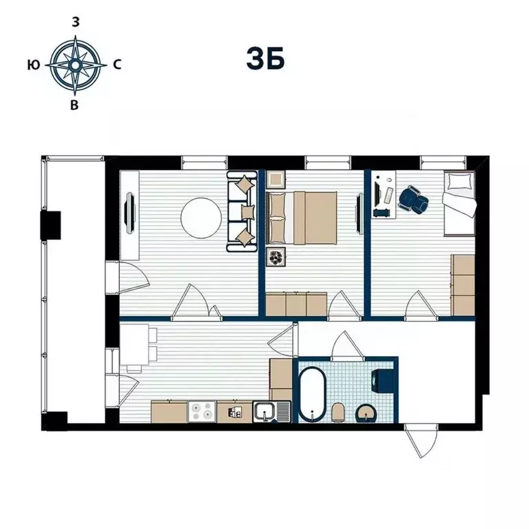 3-к кв. Приморский край, Владивосток ул. 2-я Поселковая (75.16 м) - Фото 1