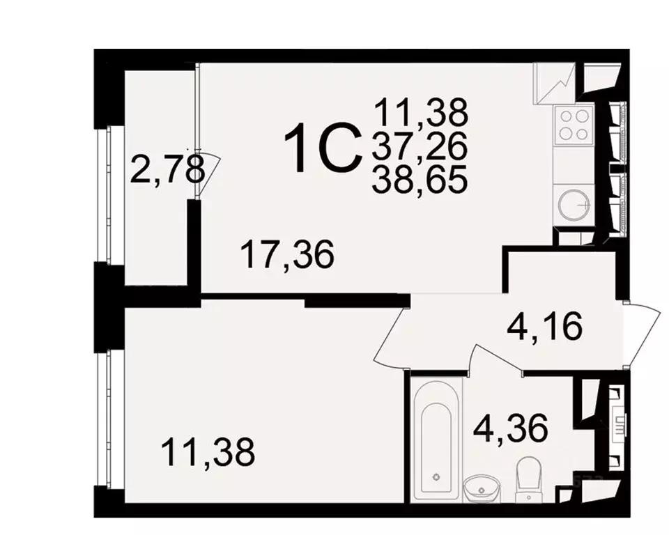 1-к кв. Рязанская область, Рязань ул. Чкалова (37.26 м) - Фото 1