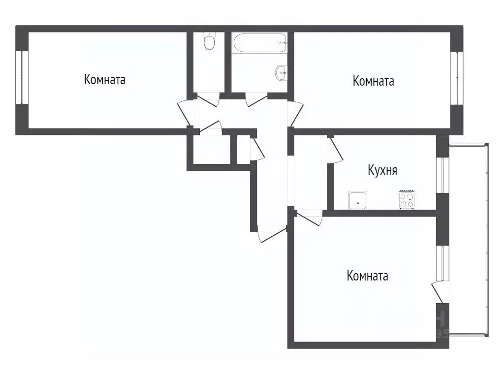 3-к кв. Бурятия, Улан-Удэ ул. Жердева, 68 (66.6 м) - Фото 1