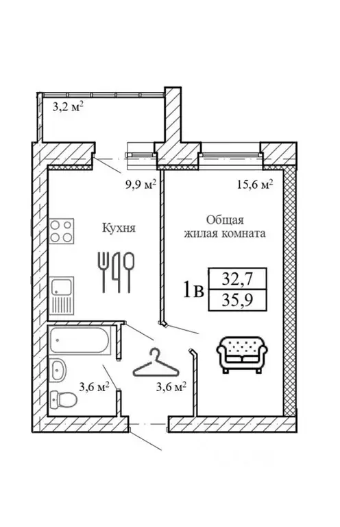 1-к кв. Тамбовская область, Тамбовский муниципальный округ, д. Крутые ... - Фото 1