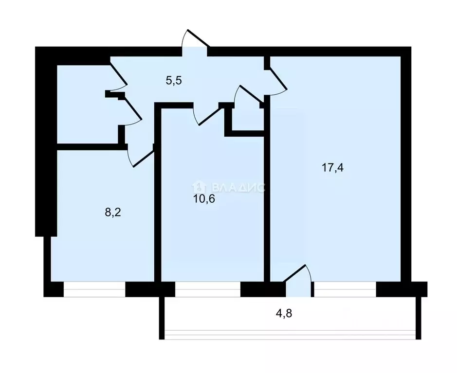 2-к кв. Санкт-Петербург просп. Маршала Блюхера, 55 (45.2 м) - Фото 2