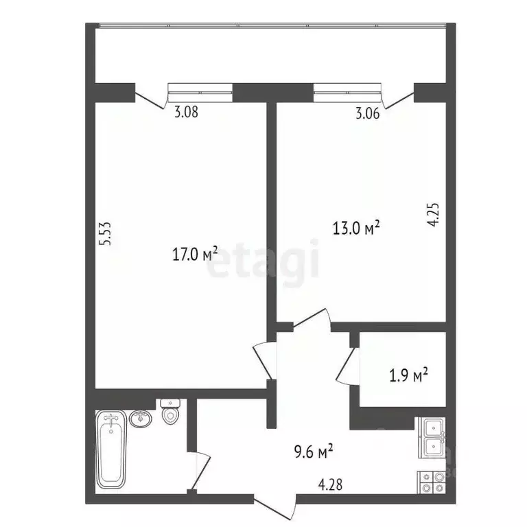 2-к кв. Омская область, Омск ул. 4-я Заречная, 4/1 (44.7 м) - Фото 1