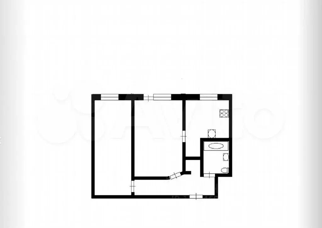 2-к. квартира, 41,8 м, 1/3 эт. - Фото 0