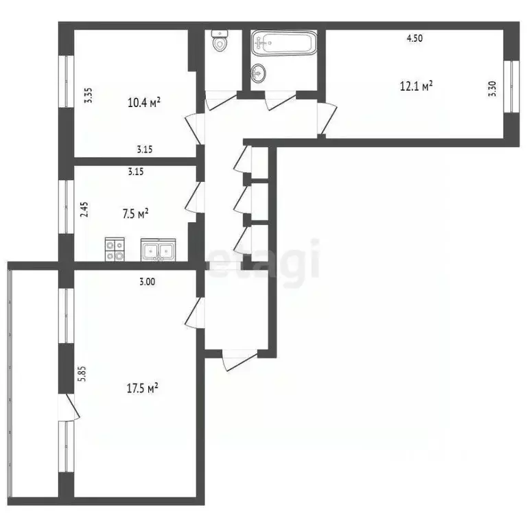 3-к кв. Ярославская область, Рыбинск ул. Моторостроителей, 29 (62.2 м) - Фото 2