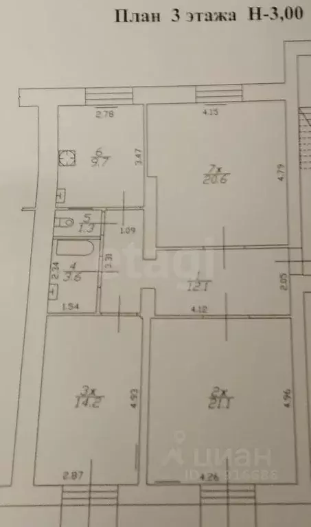 3-к кв. Калининградская область, Черняховск ул. Победы, 50 (82.6 м) - Фото 2