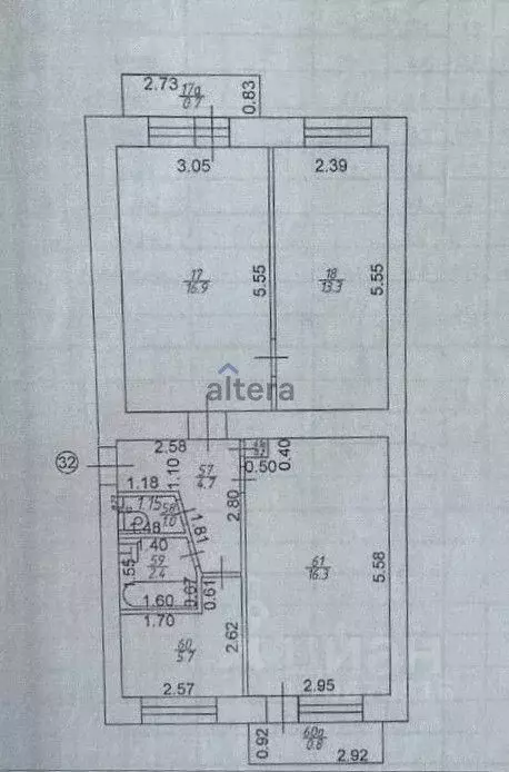 3-к кв. Татарстан, Казань Маршальская ул., 25а (60.5 м) - Фото 2