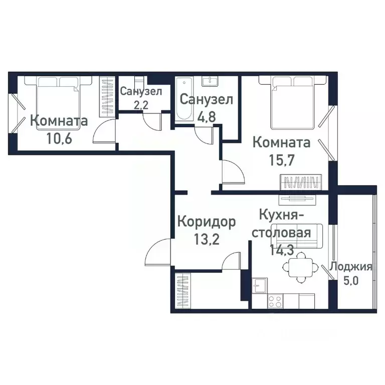 2-к кв. Челябинская область, Челябинский городской округ, пос. ... - Фото 1