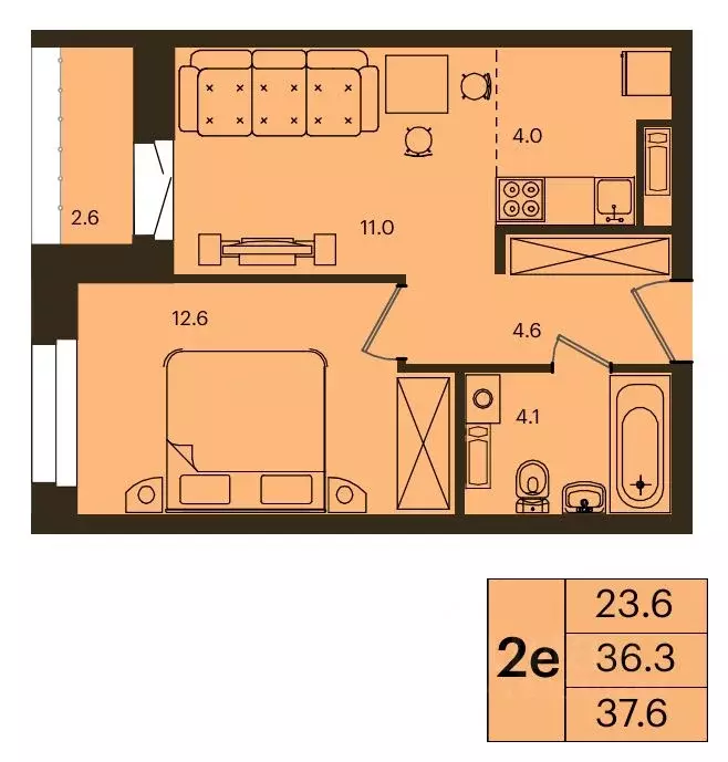 2-к кв. Красноярский край, Красноярск Мясокомбинат мкр,  (37.6 м) - Фото 1