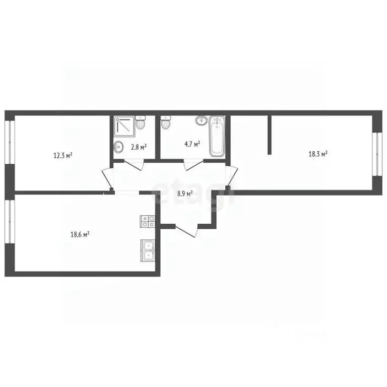 2-к кв. Московская область, Балашиха ул. Реутовская, 11 (65.1 м) - Фото 1