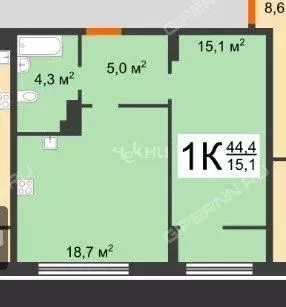 Продаётся 1-к квартира, 44.4 м - Фото 1