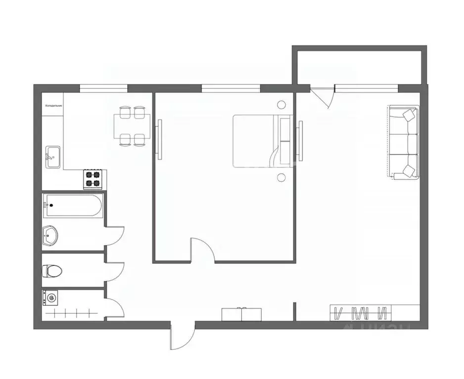 2-к кв. Тюменская область, Тюмень ул. Энергетиков, 51А (45.0 м) - Фото 1