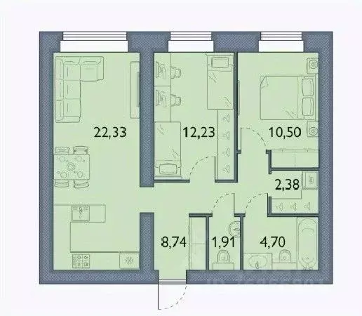 2-к кв. Брянская область, Брянский район, пос. Мичуринский, ... - Фото 1