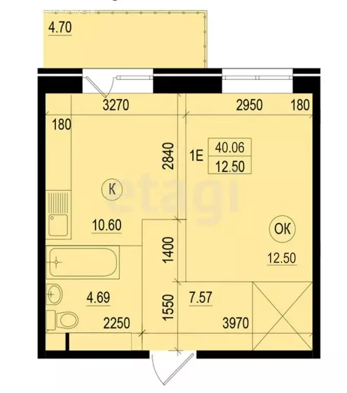 1-комнатная квартира: Иркутск, Гравийная улица, 22/3 (35.3 м) - Фото 1
