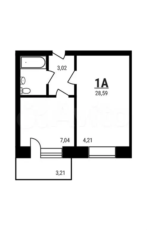 1-к. квартира, 28,6 м, 4/5 эт. - Фото 0
