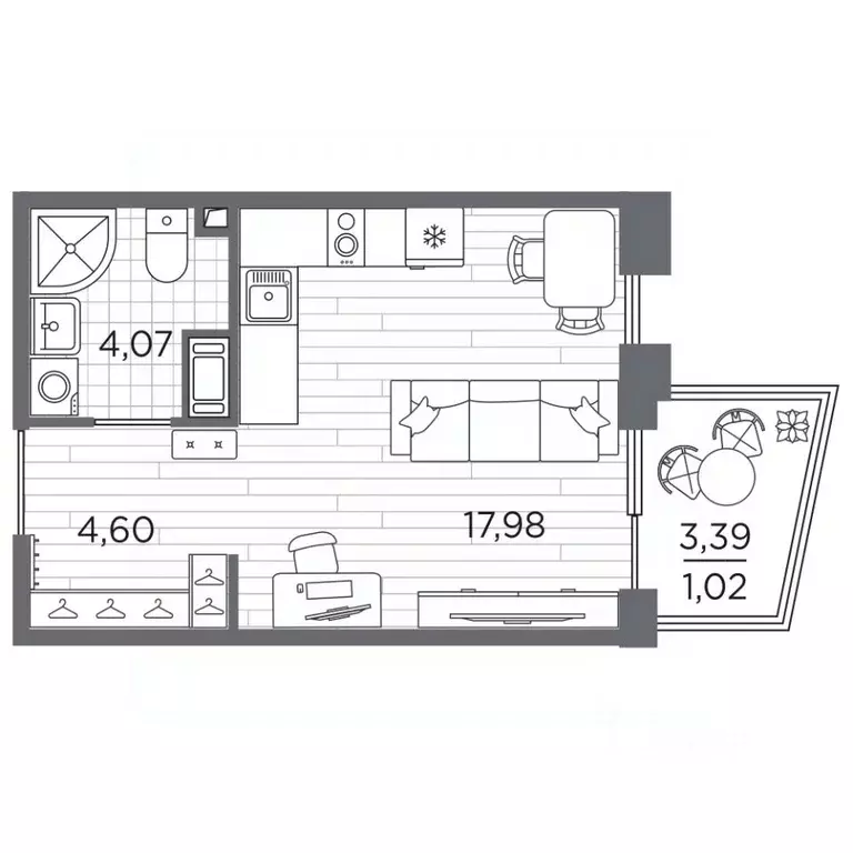 Студия Санкт-Петербург Полюстровский просп., 87 (27.67 м) - Фото 1