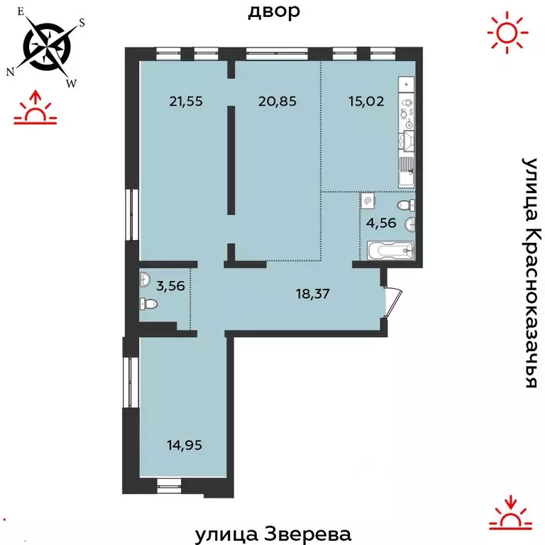 3-к кв. Иркутская область, Иркутск Октябрьский округ,  (98.86 м) - Фото 1