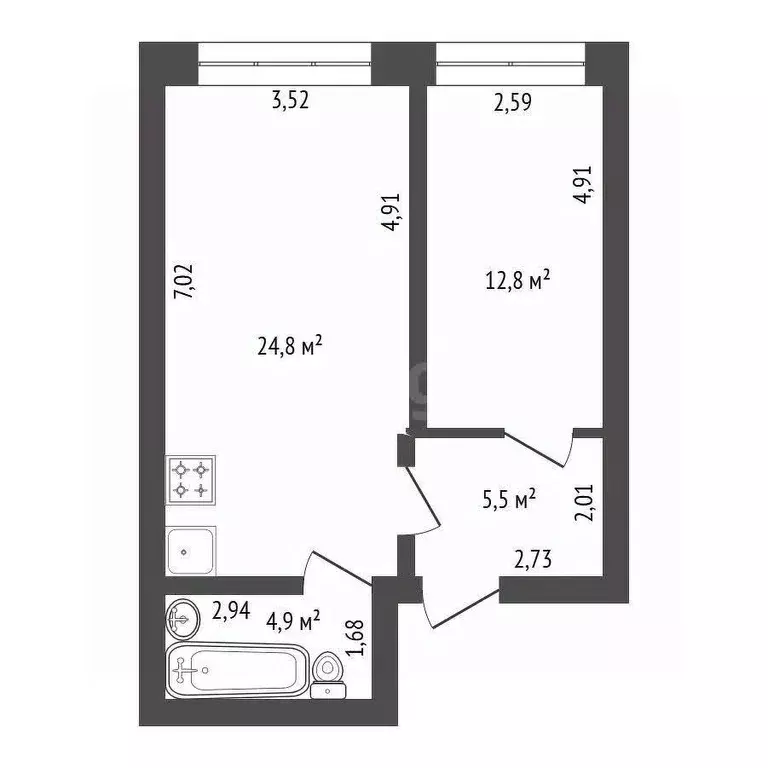 2-к кв. Башкортостан, Уфа ул. Пугачева, 37А (47.5 м) - Фото 2