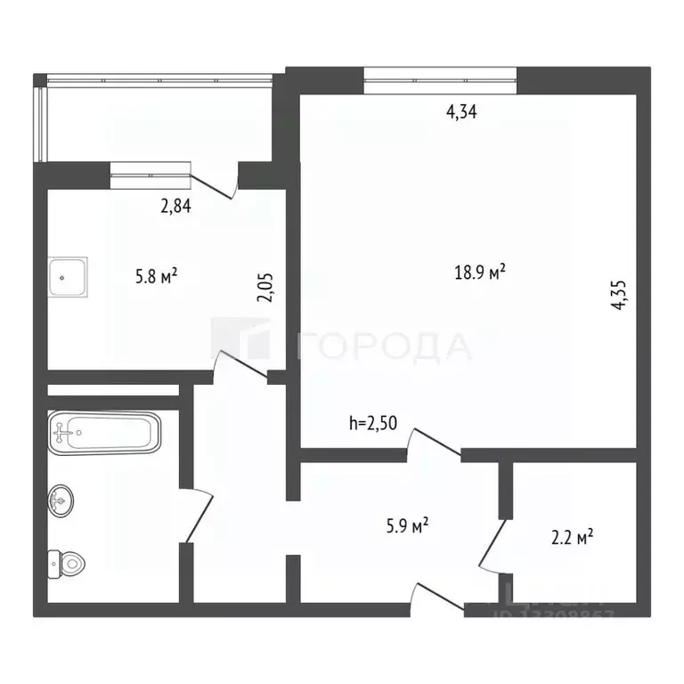 1-к кв. Кемеровская область, Новокузнецк ул. Новоселов, 44 (28.0 м) - Фото 2