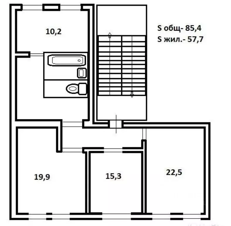 3-к кв. Санкт-Петербург Тамбовская ул., 15 (85.4 м) - Фото 2