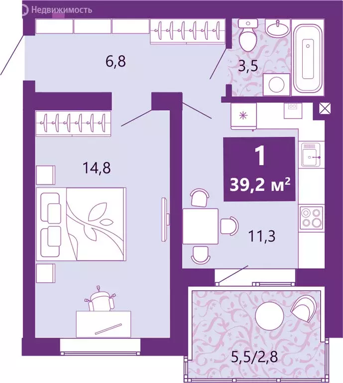 1-комнатная квартира: Калининград, Байкальская улица, 1к5 (39.9 м) - Фото 2