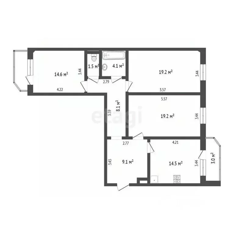 3-к кв. Тюменская область, Тюмень ул. Николая Семенова, 29к2 (90.0 м) - Фото 0