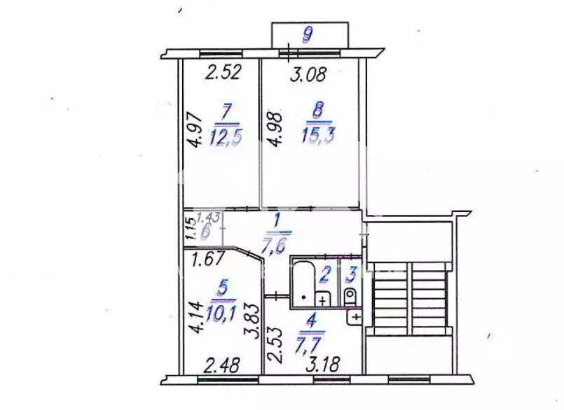 Квартира, 3 комнаты, 58.1 м - Фото 1
