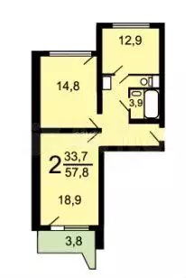 2-к. квартира, 59 м, 7/17 эт. - Фото 0