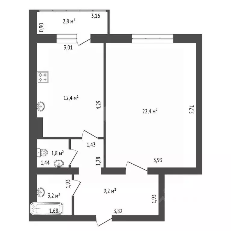 1-к кв. Башкортостан, Уфа ул. Зайнаб Биишевой, 17 (51.8 м) - Фото 2
