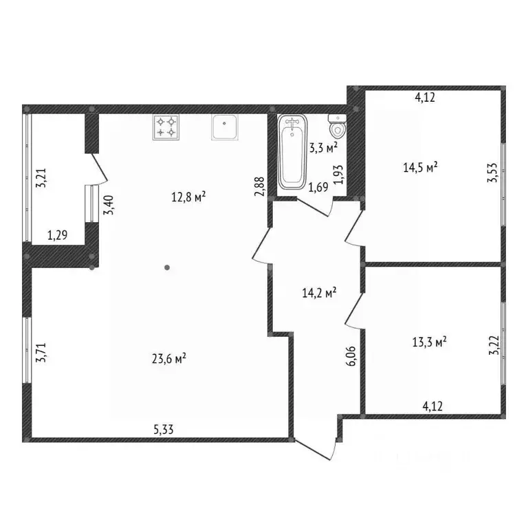 3-к кв. Башкортостан, Уфа Комсомольская ул., 105 (85.5 м) - Фото 2