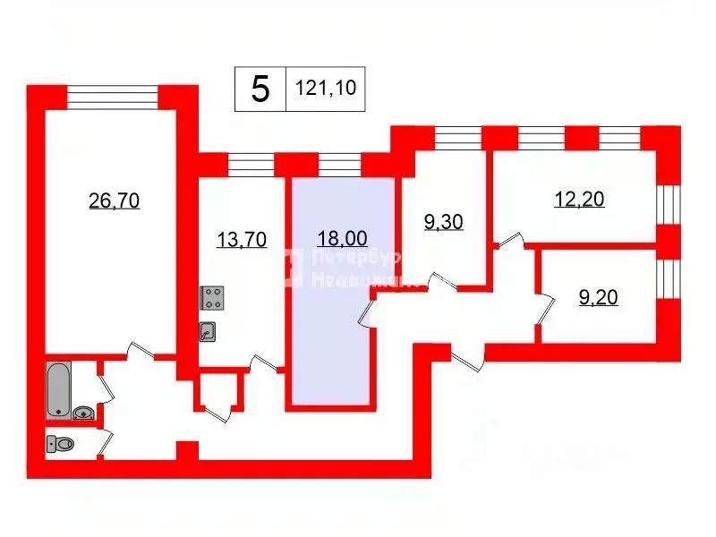 Комната Санкт-Петербург Расстанная ул., 23 (18.0 м) - Фото 1