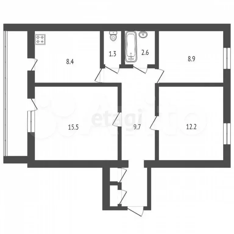 3-к. квартира, 70 м, 7/9 эт. - Фото 1