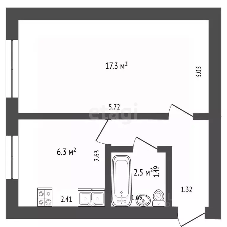 1-к кв. Алтайский край, Новоалтайск Прудская ул., 15В (31.4 м) - Фото 2
