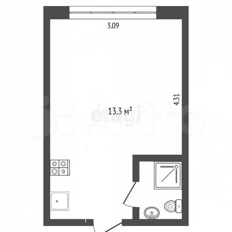 Квартира-студия, 18,4 м, 4/5 эт. - Фото 0
