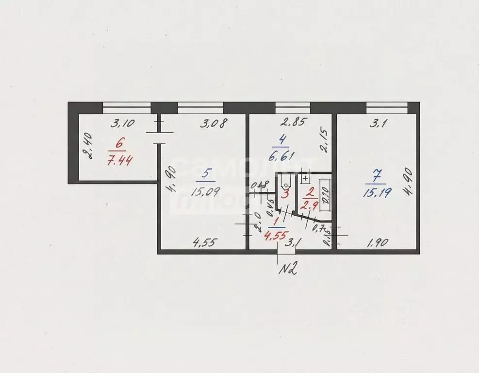 3-к кв. Московская область, Дмитров Кропоткинская ул., 119 (51.8 м) - Фото 2