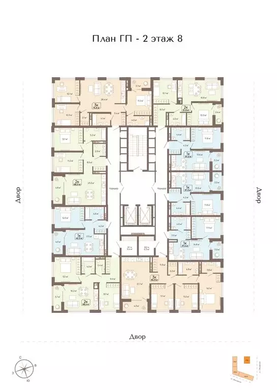 2-комнатная квартира: Тюмень, Заполярная улица, 3к1 (68 м) - Фото 1