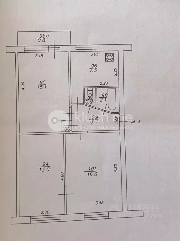 3-к кв. Татарстан, Казань ул. Братьев Касимовых, 18 (60.0 м) - Фото 2
