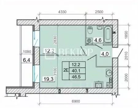 2-к кв. Ивановская область, Иваново просп. Шереметевский, 94А (41.9 м) - Фото 2