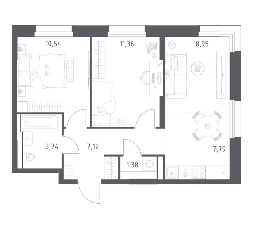 2-комнатная квартира: Красногорск, жилой комплекс Квартал Строгино, к1 ... - Фото 1