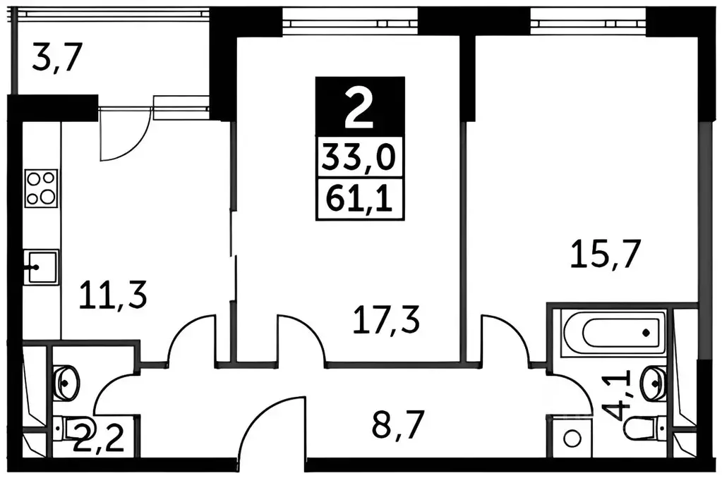 2-к кв. Калужская область, Обнинск просп. Ленина, 219 (59.2 м) - Фото 1